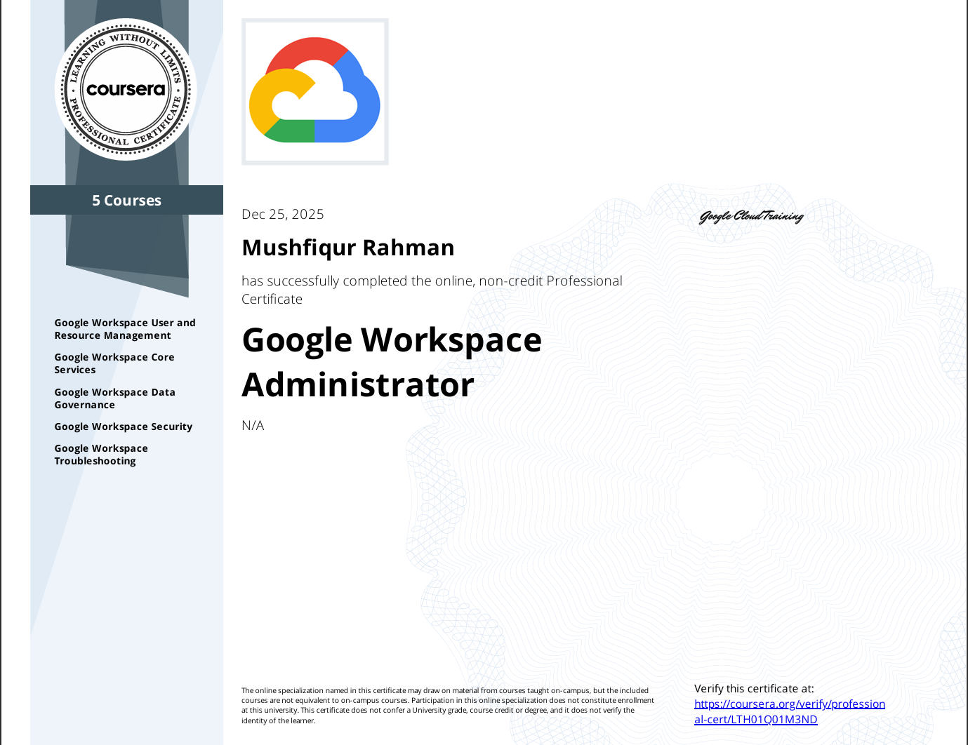 Google Workspace Administrator Certificate